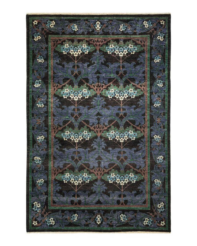 One-of-a-Kind Imported Hand-knotted Area Rug  - Black, 6' 3" x 9' 0" - Modern Rug Importers