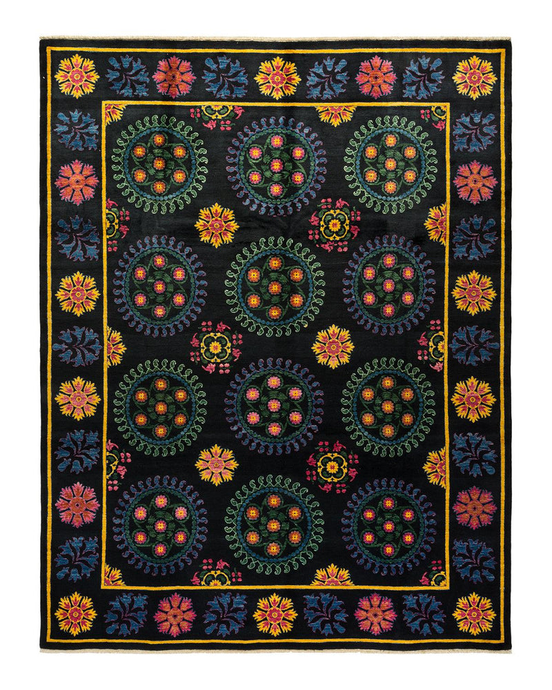 One-of-a-Kind Imported Hand-knotted Area Rug  - Black, 8' 10" x 11' 5" - Modern Rug Importers