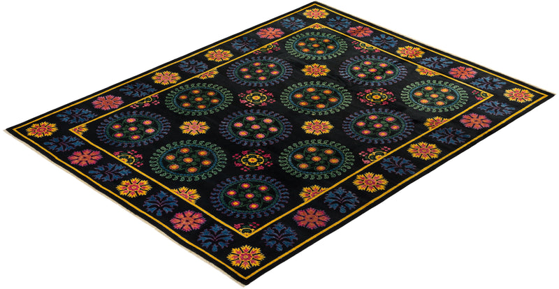 One-of-a-Kind Imported Hand-knotted Area Rug  - Black, 8' 10" x 11' 5" - Modern Rug Importers