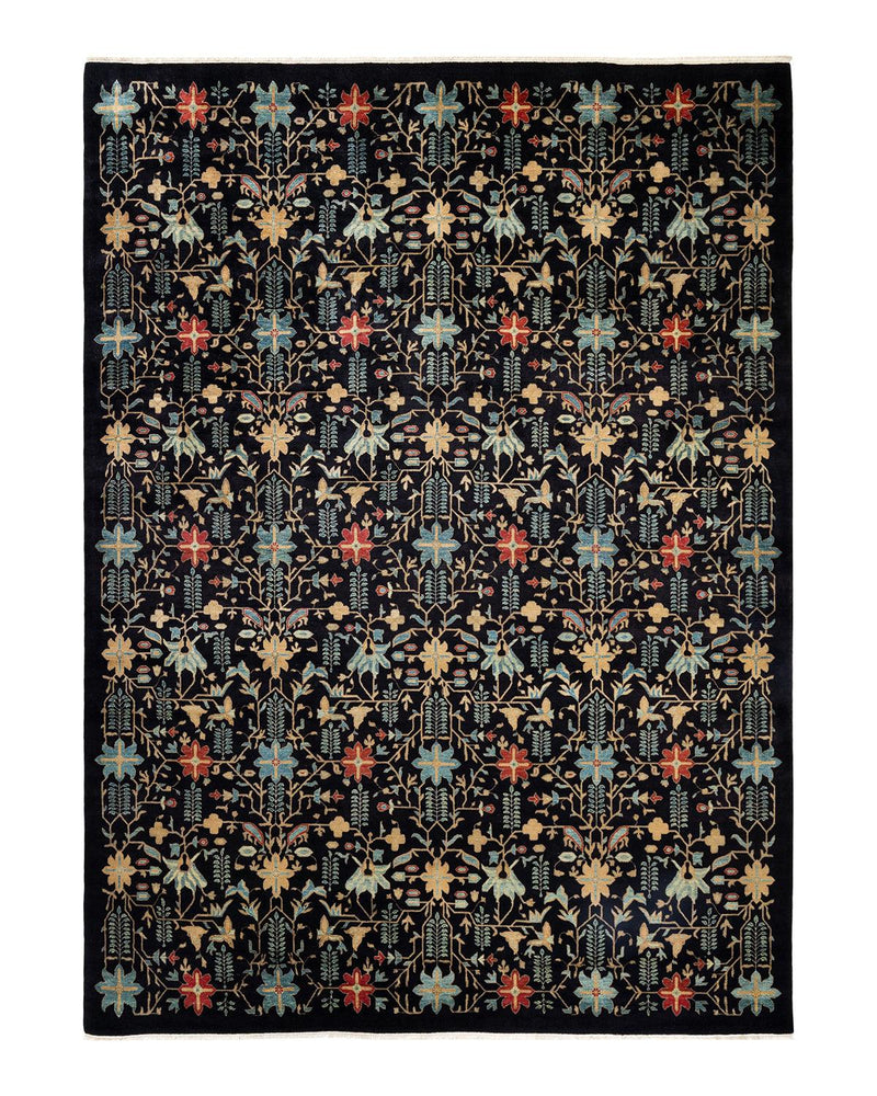 One-of-a-Kind Imported Hand-knotted Area Rug  - Black, 9' 0" x 12' 2" - Modern Rug Importers