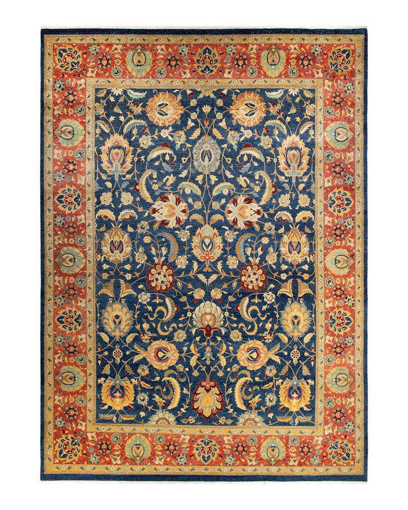 One-of-a-Kind Imported Hand-knotted Area Rug  - Blue,  10' 1" x 13' 10" - Modern Rug Importers