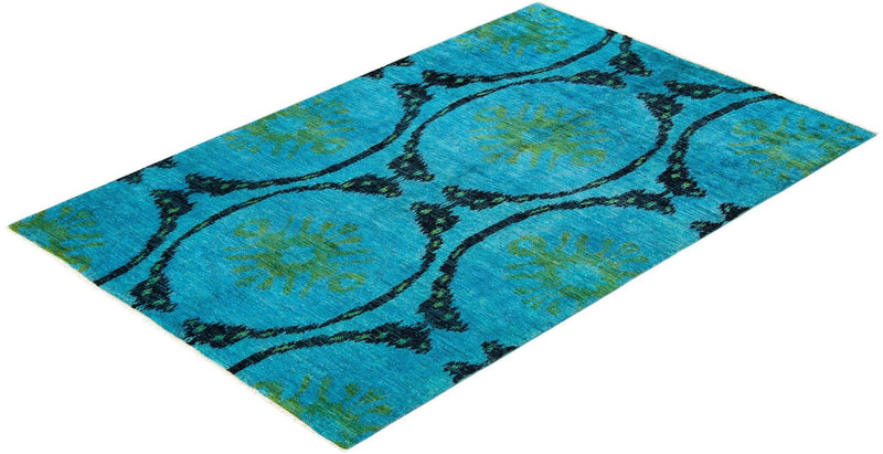 One-of-a-Kind Imported Hand-knotted Area Rug  - Blue, 6' 0" x 9' 2" - Modern Rug Importers