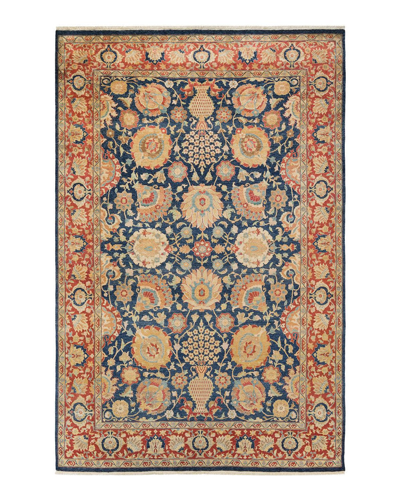 One-of-a-Kind Imported Hand-knotted Area Rug  - Blue, 6' 1" x 9' 3" - Modern Rug Importers