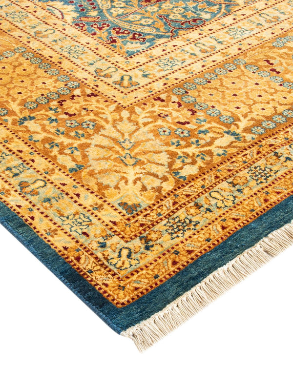 One-of-a-Kind Imported Hand-Knotted Area Rug  - Blue, 6' 1" x 9' 4" - Modern Rug Importers