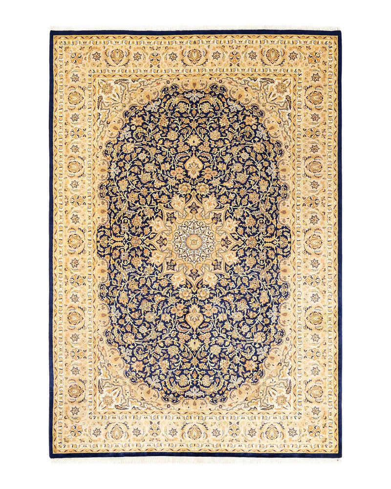 One-of-a-Kind Imported Hand-Knotted Area Rug  - Blue, 6' 2" x 9' 1" - Modern Rug Importers