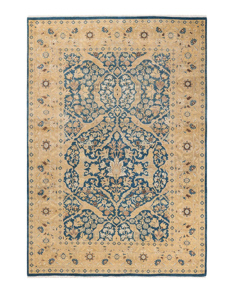 One-of-a-Kind Imported Hand-knotted Area Rug  - Blue, 6' 3" x 9' 0" - Modern Rug Importers