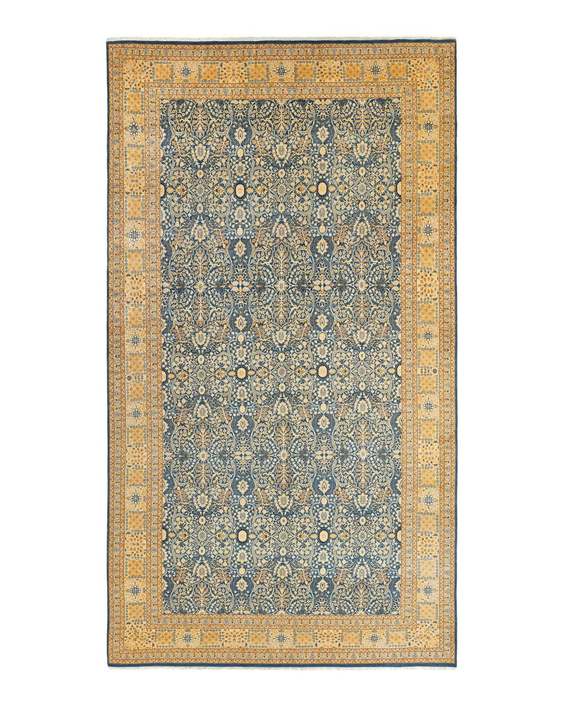 One-of-a-Kind Imported Hand-knotted Area Rug  - Blue, 8' 1" x 14' 5" - Modern Rug Importers