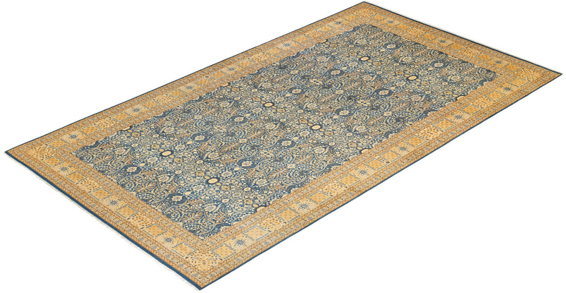 One-of-a-Kind Imported Hand-knotted Area Rug  - Blue, 8' 1" x 14' 5" - Modern Rug Importers