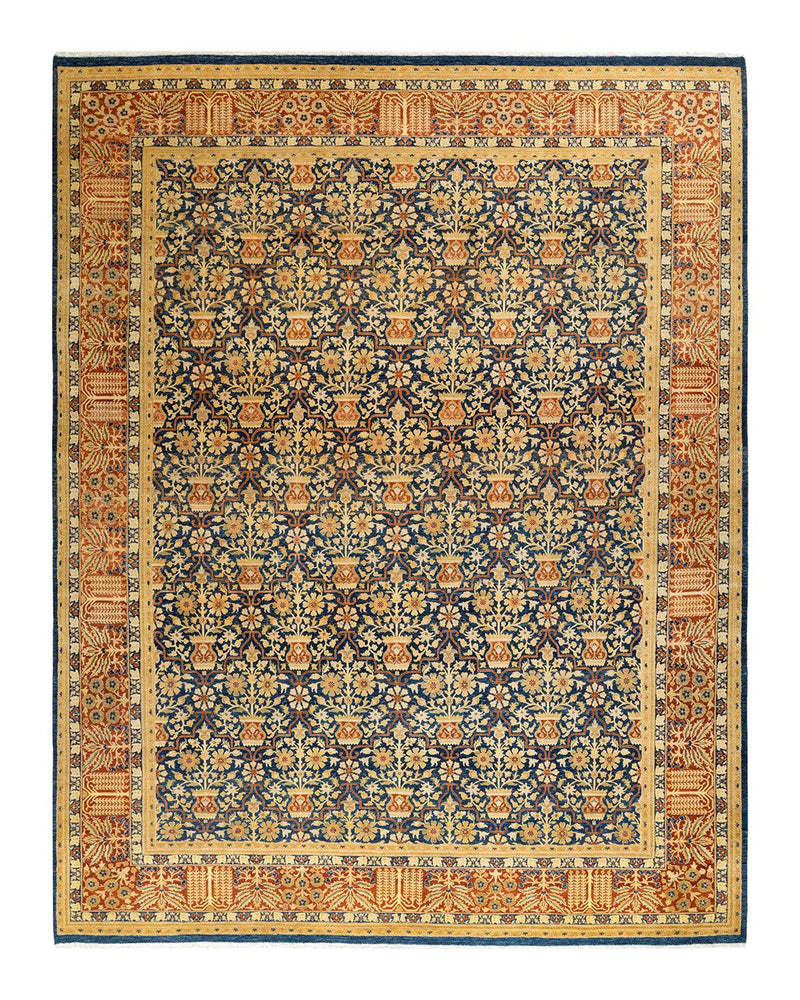 One-of-a-Kind Imported Hand-knotted Area Rug  - Blue,  8' 3" x 10' 8" - Modern Rug Importers