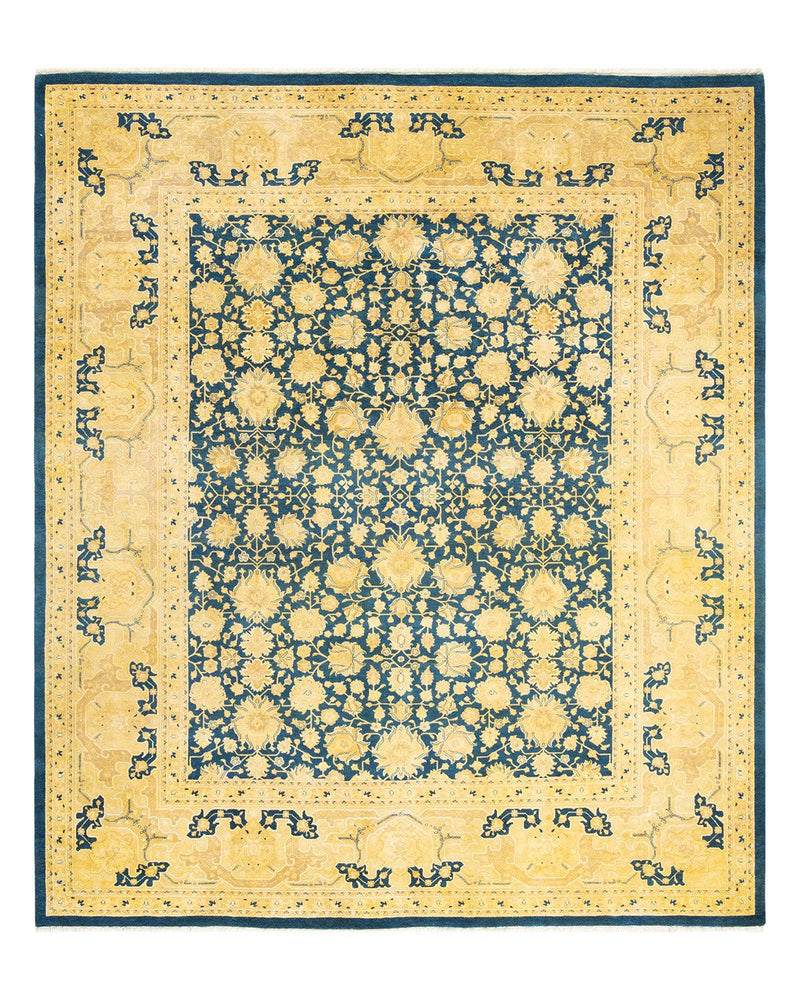 One-of-a-Kind Imported Hand-knotted Area Rug  - Blue,  8' 4" x 9' 10" - Modern Rug Importers