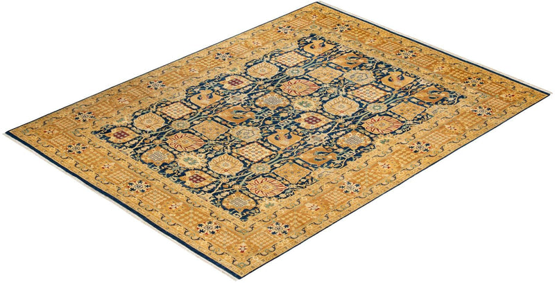 One-of-a-Kind Imported Hand-Knotted Area Rug  - Blue, 9' 0" x 12' 1" - Modern Rug Importers