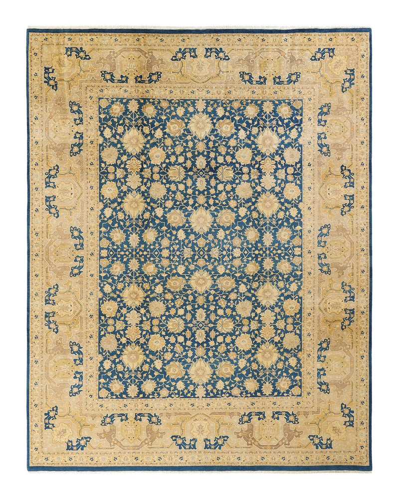 One-of-a-Kind Imported Hand-knotted Area Rug  - Blue, 9' 6" x 12' 1" - Modern Rug Importers