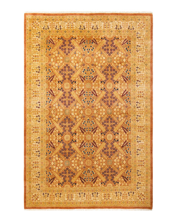 One-of-a-Kind Imported Hand-Knotted Area Rug  - Brown, 6' 1" x 8' 10" - Modern Rug Importers
