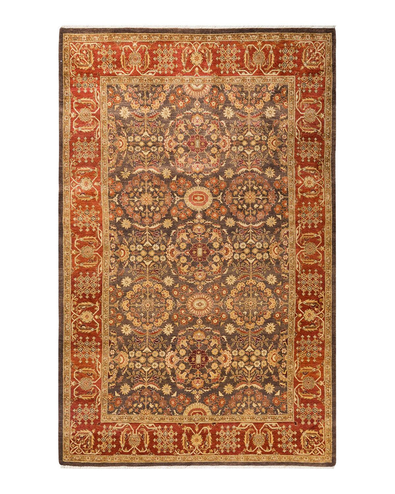 One-of-a-Kind Imported Hand-knotted Area Rug  - Brown, 6' 1" x 9' 6" - Modern Rug Importers