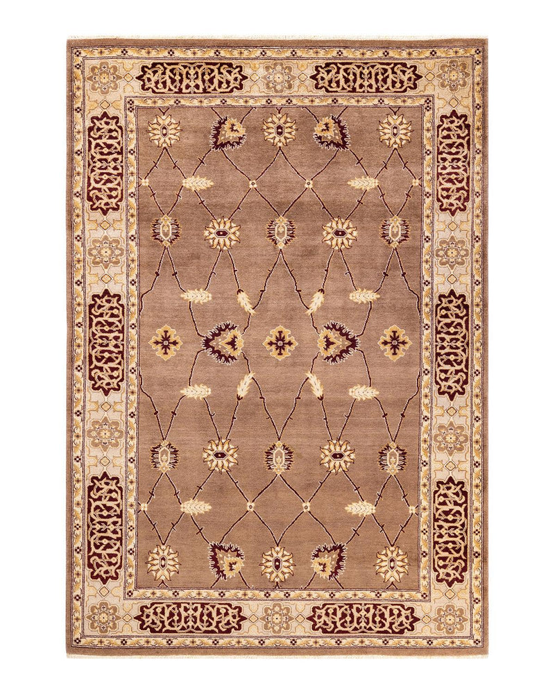 One-of-a-Kind Imported Hand-knotted Area Rug  - Brown, 6' 2" x 9' 1" - Modern Rug Importers