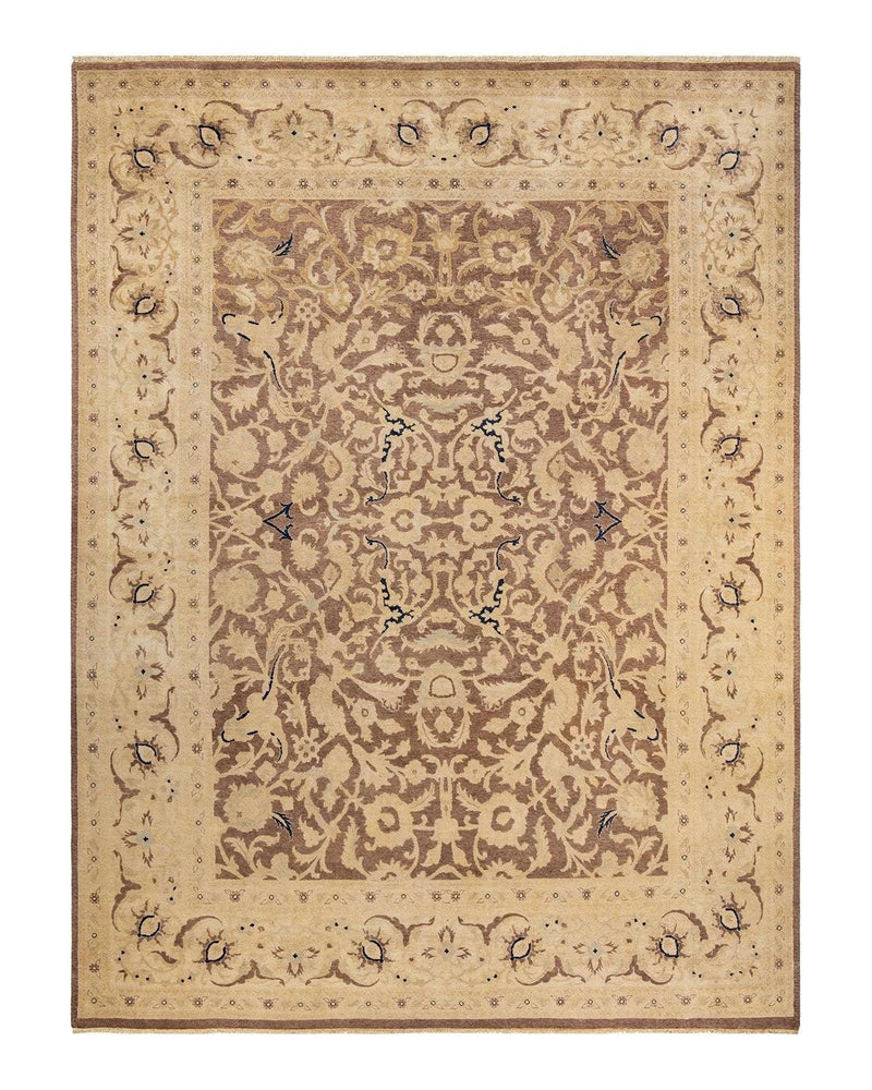 One-of-a-Kind Imported Hand-knotted Area Rug  - Brown, 9' 0" x 11' 10" - Modern Rug Importers