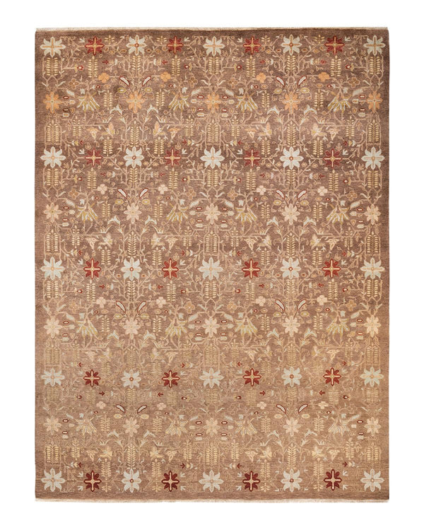 One-of-a-Kind Imported Hand-Knotted Area Rug  - Brown, 9' 0" x 11' 10" - Modern Rug Importers