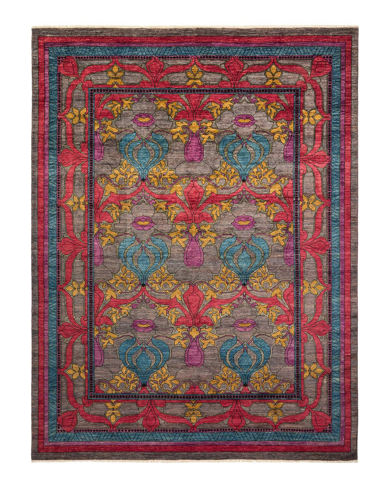 One-of-a-Kind Imported Hand-knotted Area Rug  - Gray, 9' 0" x 11' 9" - Modern Rug Importers