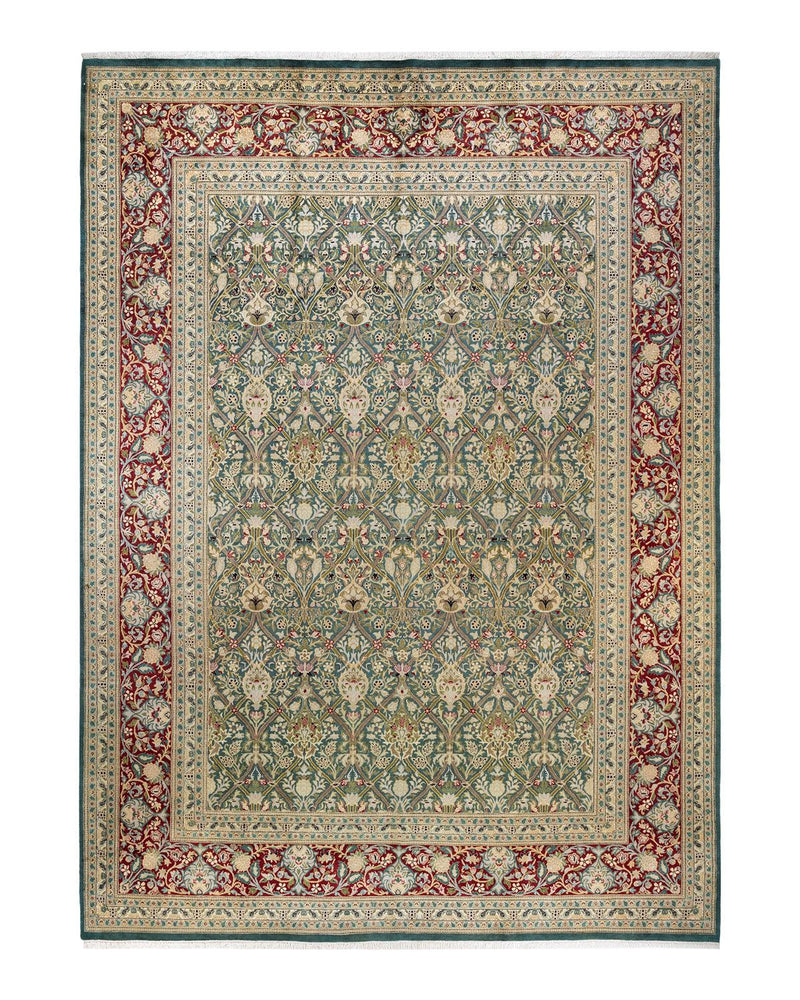 One-of-a-Kind Imported Hand-knotted Area Rug  - Green, 10' 0" x 14' 1" - Modern Rug Importers