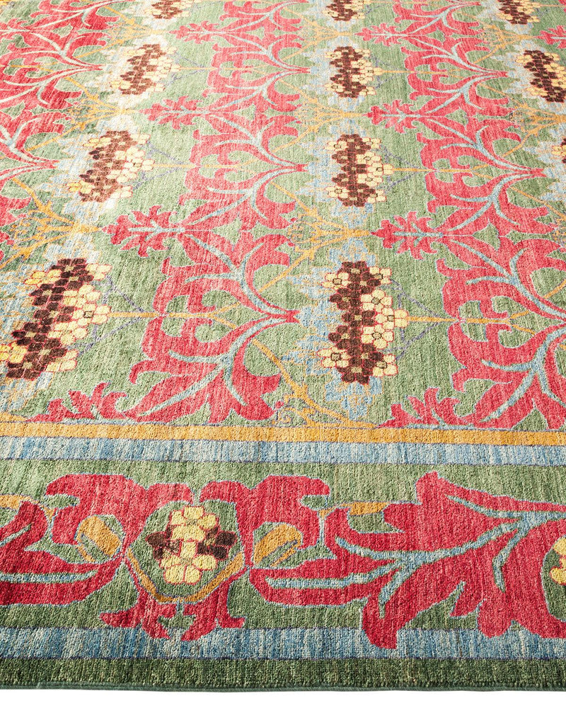 One-of-a-Kind Imported Hand-knotted Area Rug  - Green, 10' 1" x 13' 10" - Modern Rug Importers