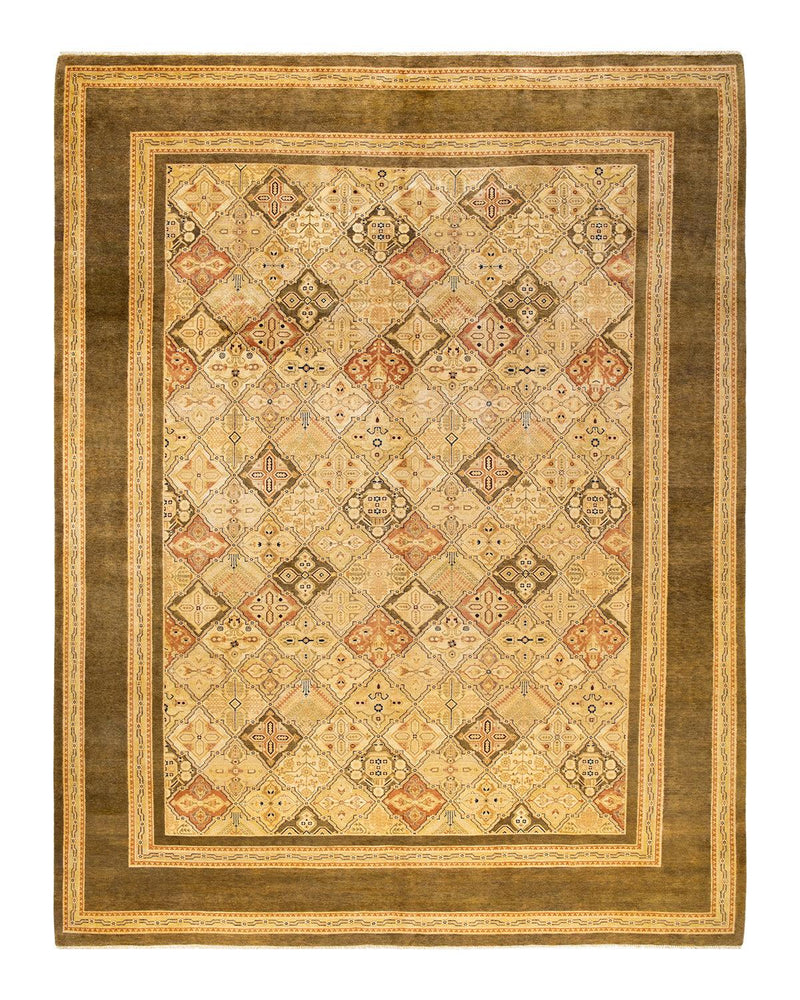 One-of-a-Kind Imported Hand-knotted Area Rug  - Green, 10' 1" x 13' 9" - Modern Rug Importers