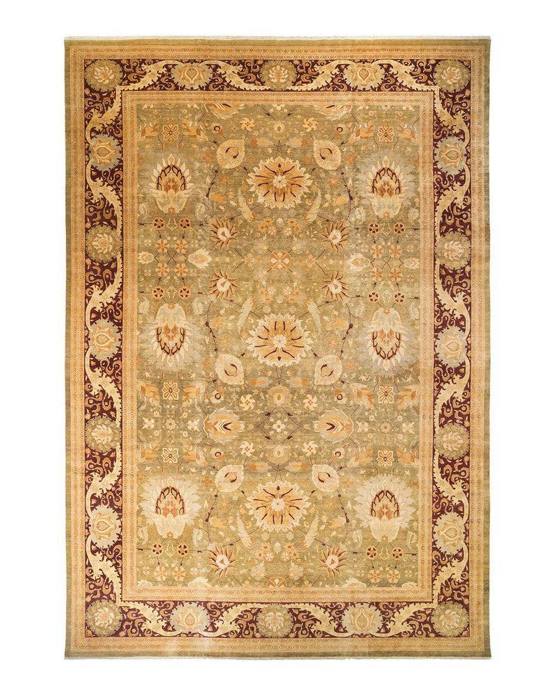 One-of-a-Kind Imported Hand-knotted Area Rug  - Green, 12' 2" x 17' 9" - Modern Rug Importers