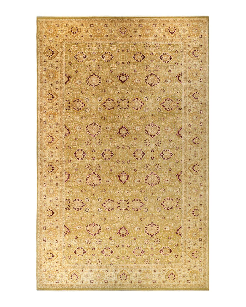 One-of-a-Kind Imported Hand-knotted Area Rug  - Green, 12' 3" x 20' 3" - Modern Rug Importers