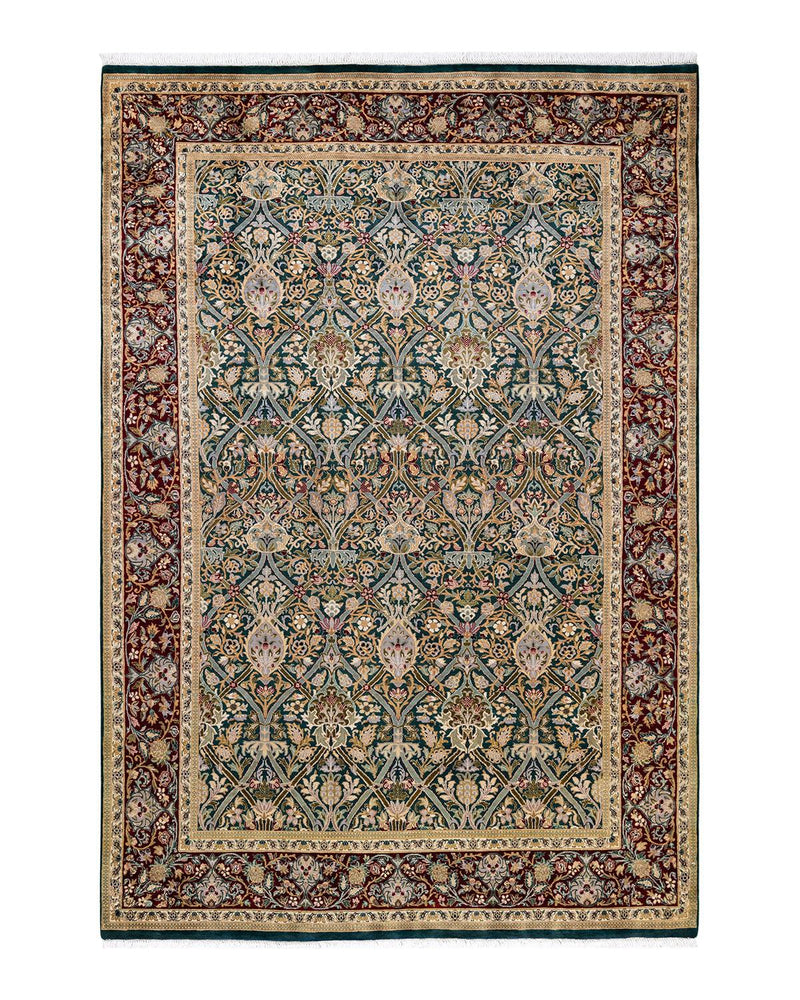 One-of-a-Kind Imported Hand-knotted Area Rug  - Green,  5' 10" x 9' 1" - Modern Rug Importers