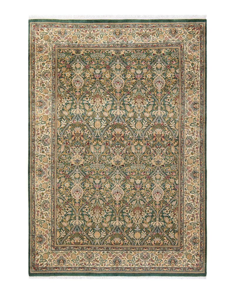 One-of-a-Kind Imported Hand-knotted Area Rug  - Green, 6' 0" x 8' 9" - Modern Rug Importers