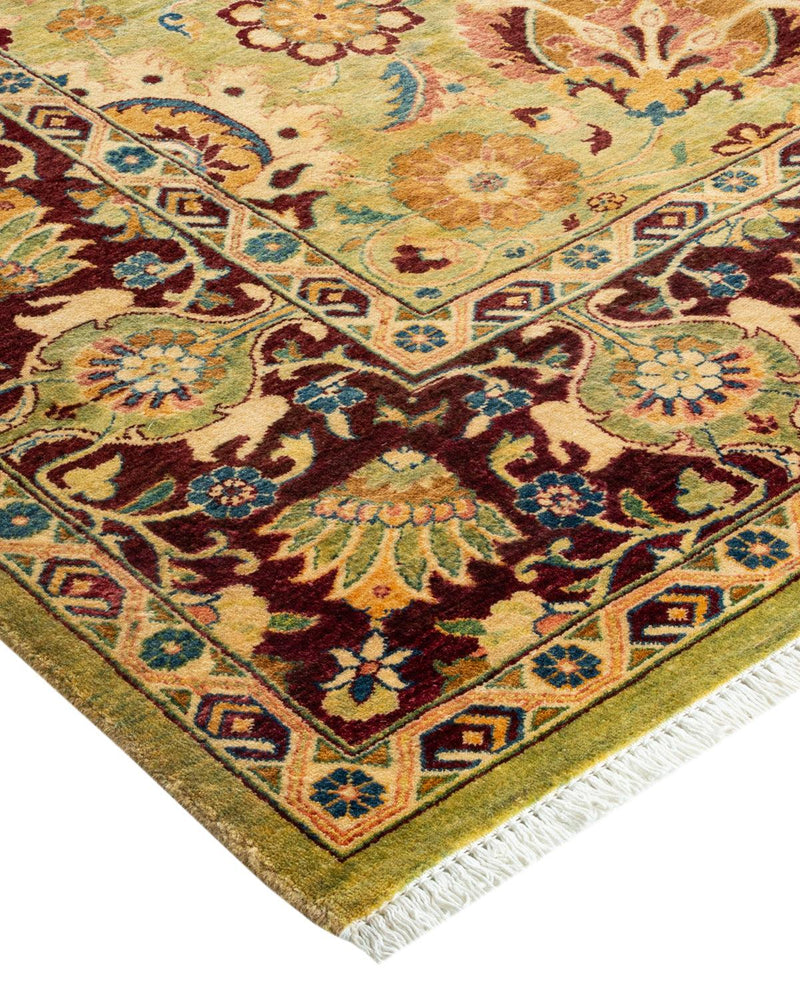 One-of-a-Kind Imported Hand-Knotted Area Rug  - Green, 6' 1" x 8' 10" - Modern Rug Importers