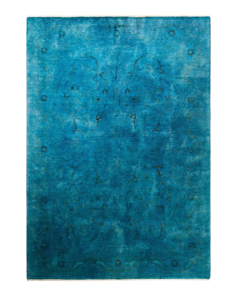 One-of-a-Kind Imported Hand-Knotted Area Rug  - Green, 6' 1" x 8' 9" - Modern Rug Importers