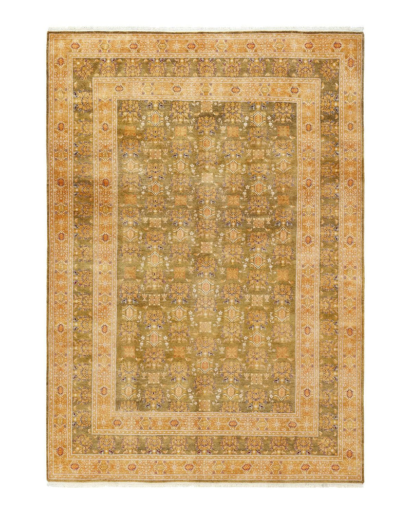 One-of-a-Kind Imported Hand-knotted Area Rug  - Green, 6' 1" x 9' 1" - Modern Rug Importers
