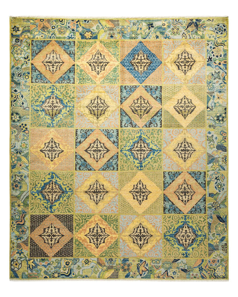 One-of-a-Kind Imported Hand-knotted Area Rug  - Green, 8' 1" x 9' 9" - Modern Rug Importers