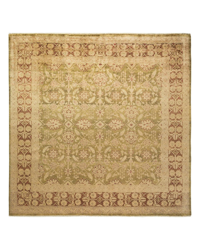 One-of-a-Kind Imported Hand-knotted Area Rug  - Green, 8' 10" x 8' 10" - Modern Rug Importers