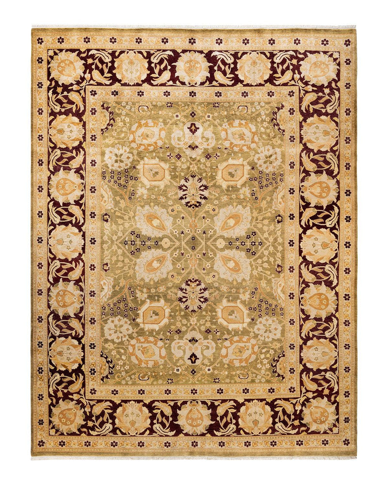 One-of-a-Kind Imported Hand-knotted Area Rug  - Green, 9' 0" x 12' 4" - Modern Rug Importers