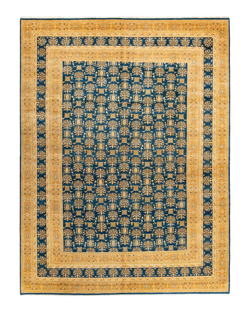 One-of-a-Kind Imported Hand-knotted Area Rug  - Green, 9' 1" x 12' 2" - Modern Rug Importers