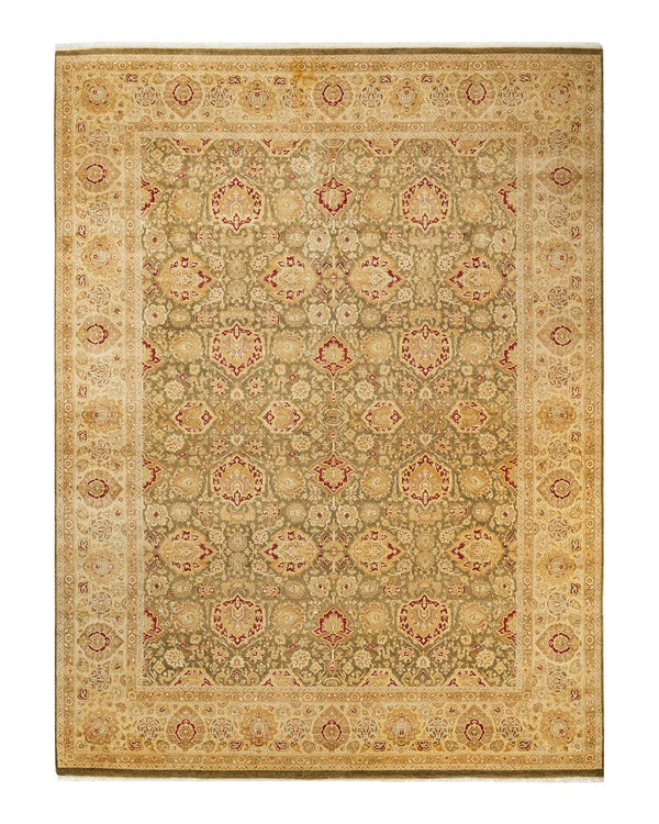 One-of-a-Kind Imported Hand-Knotted Area Rug  - Green, 9' 2" x 12' 4" - Modern Rug Importers