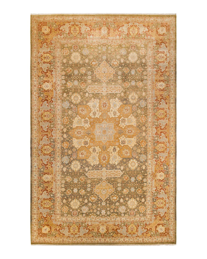 One-of-a-Kind Imported Hand-knotted Area Rug  - Green,  9' 4" x 14' 10" - Modern Rug Importers