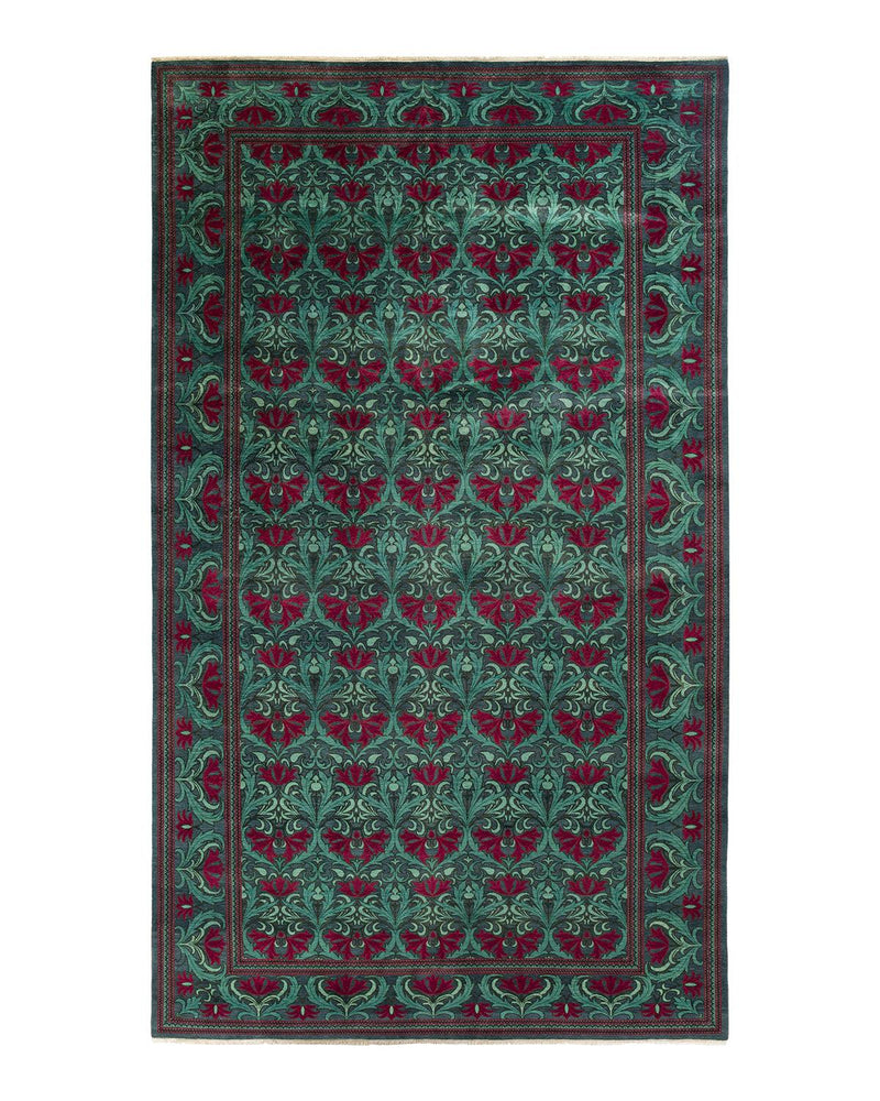 One-of-a-Kind Imported Hand-knotted Area Rug  - Green, 9' 4" x 16' 4" - Modern Rug Importers