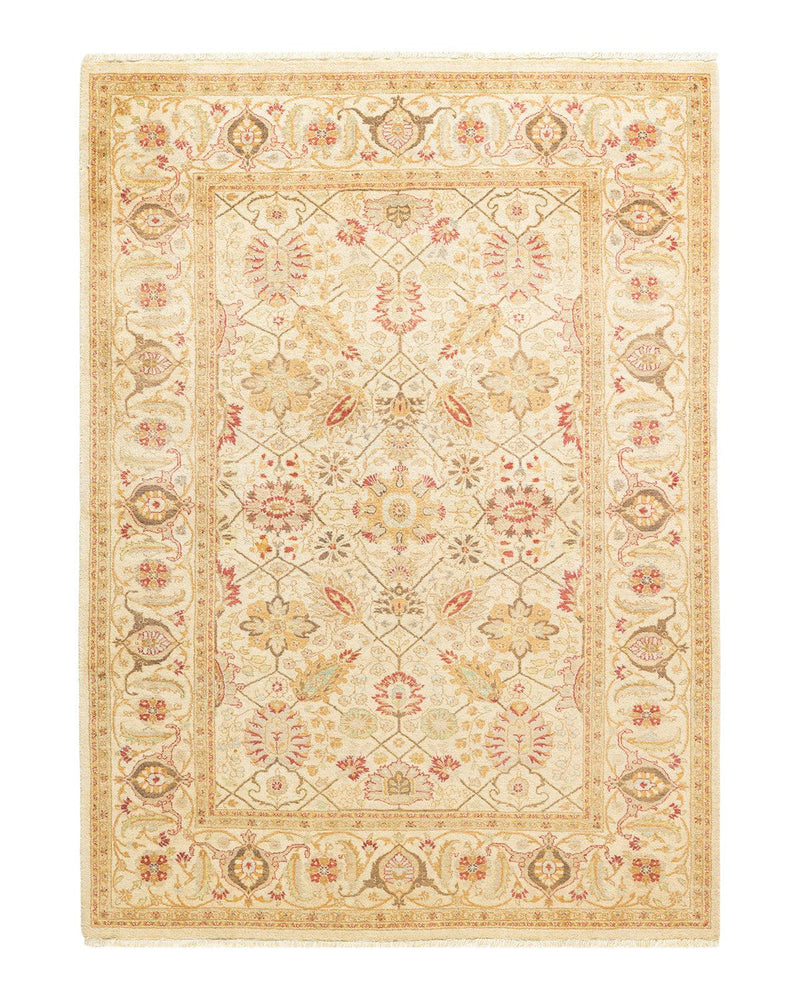One-of-a-Kind Imported Hand-knotted Area Rug  - Ivory, 4' 1" x 5' 10" - Modern Rug Importers