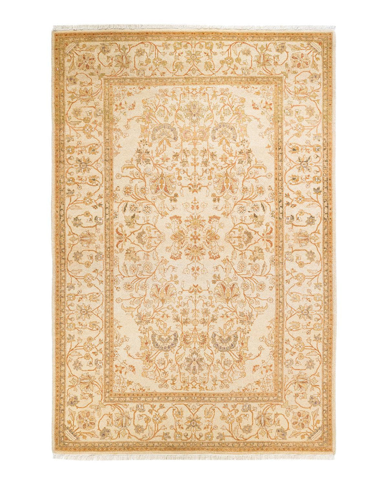 One-of-a-Kind Imported Hand-knotted Area Rug  - Ivory, 4' 2" x 6' 4" - Modern Rug Importers