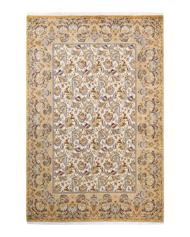One-of-a-Kind Imported Hand-Knotted Area Rug  - Ivory, 6' 1" x 9' 1" - Modern Rug Importers
