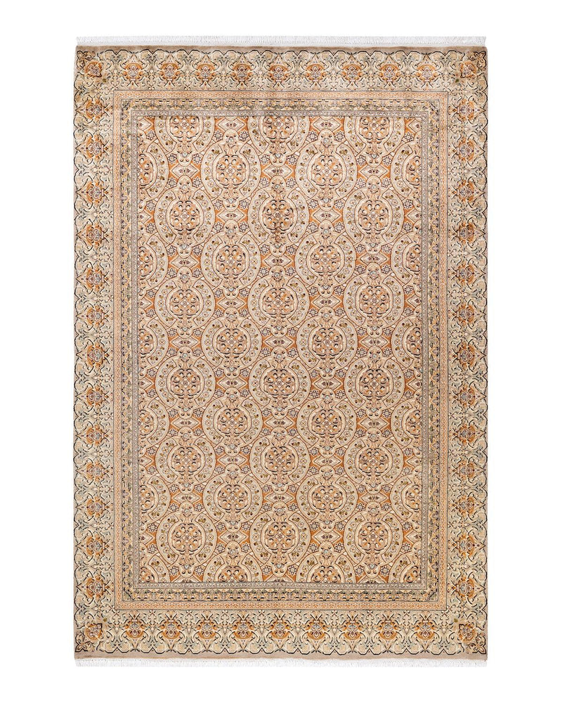 One-of-a-Kind Imported Hand-Knotted Area Rug  - Ivory,  6' 1" x 9' 1" - Modern Rug Importers