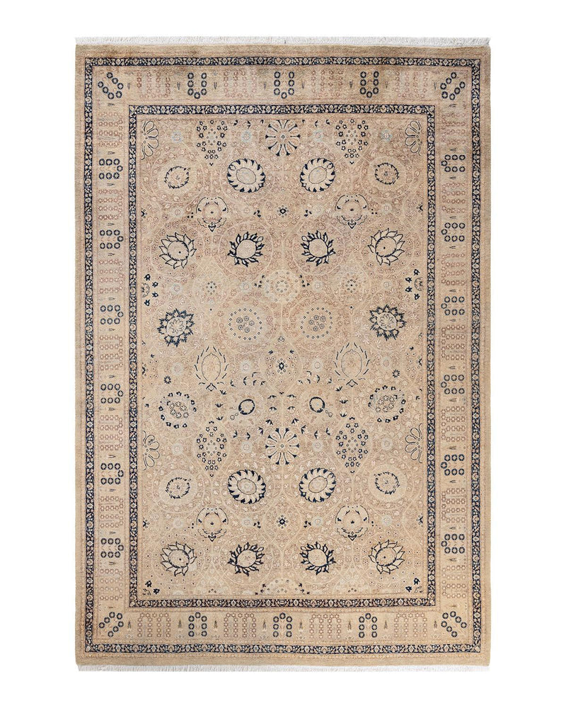 One-of-a-Kind Imported Hand-knotted Area Rug  - Ivory,  6' 1" x 9' 2" - Modern Rug Importers