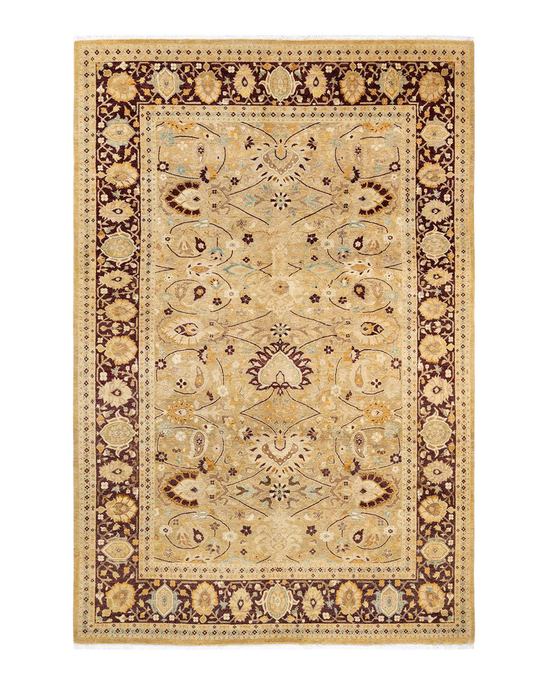 One-of-a-Kind Imported Hand-Knotted Area Rug  - Ivory, 6' 1" x 9' 2" - Modern Rug Importers