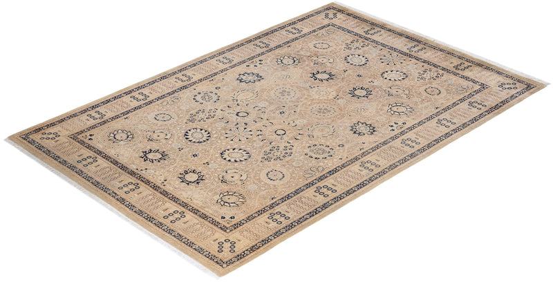 One-of-a-Kind Imported Hand-knotted Area Rug  - Ivory,  6' 1" x 9' 2" - Modern Rug Importers