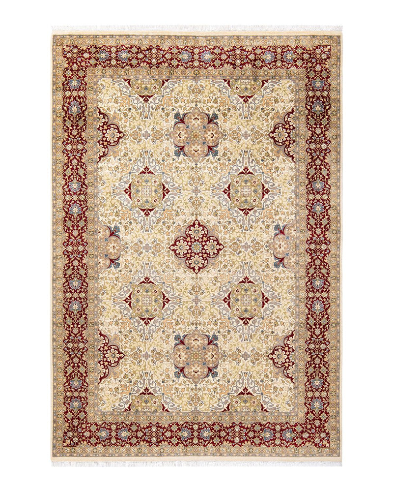 One-of-a-Kind Imported Hand-Knotted Area Rug  - Ivory, 6' 2" x 8' 10" - Modern Rug Importers