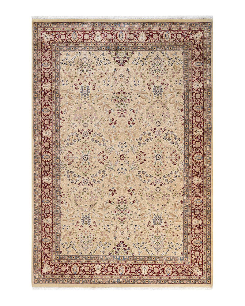 One-of-a-Kind Imported Hand-Knotted Area Rug  - Ivory, 6' 2" x 9' 0" - Modern Rug Importers