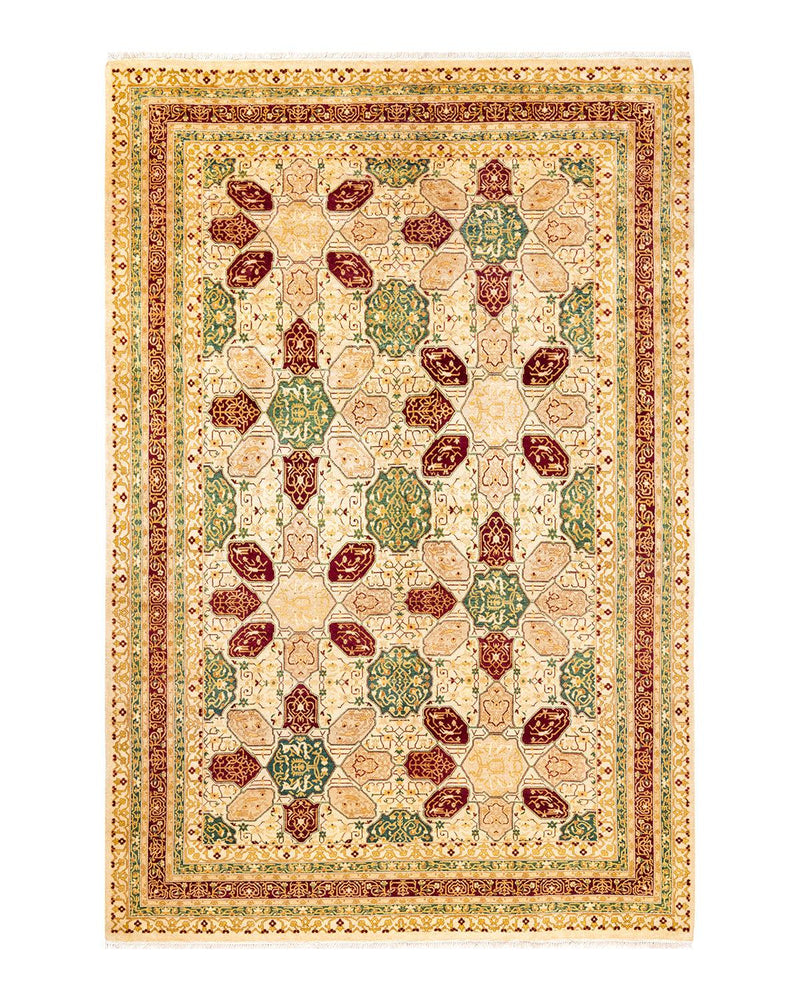 One-of-a-Kind Imported Hand-knotted Area Rug  - Ivory,  6' 2" x 9' 3" - Modern Rug Importers