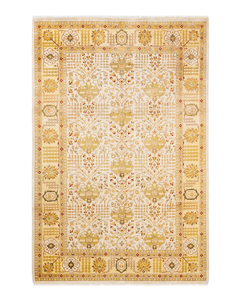 One-of-a-Kind Imported Hand-Knotted Area Rug  - Ivory, 6' 2" x 9' 3" - Modern Rug Importers